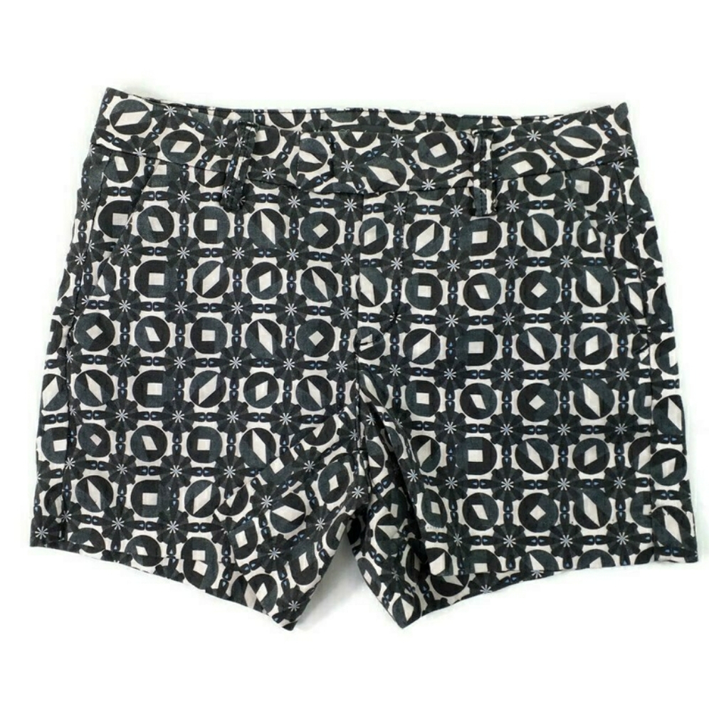 Level 99 Cindie Dark Grey Kaleidoscope Print Linen Blend Casual Shorts Womens 26